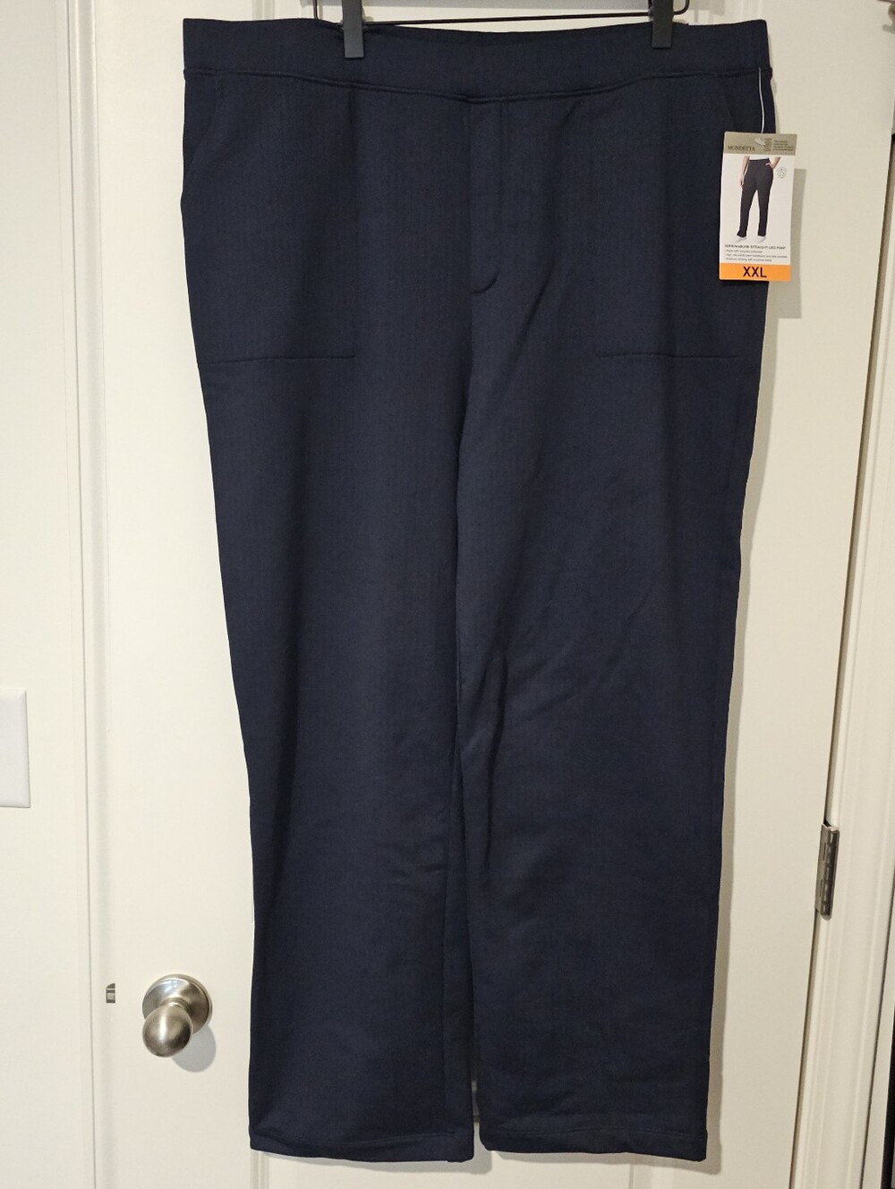 NWT Mondetta Womens Blue Herringbone Straightleg PullOn Pant Size XXL